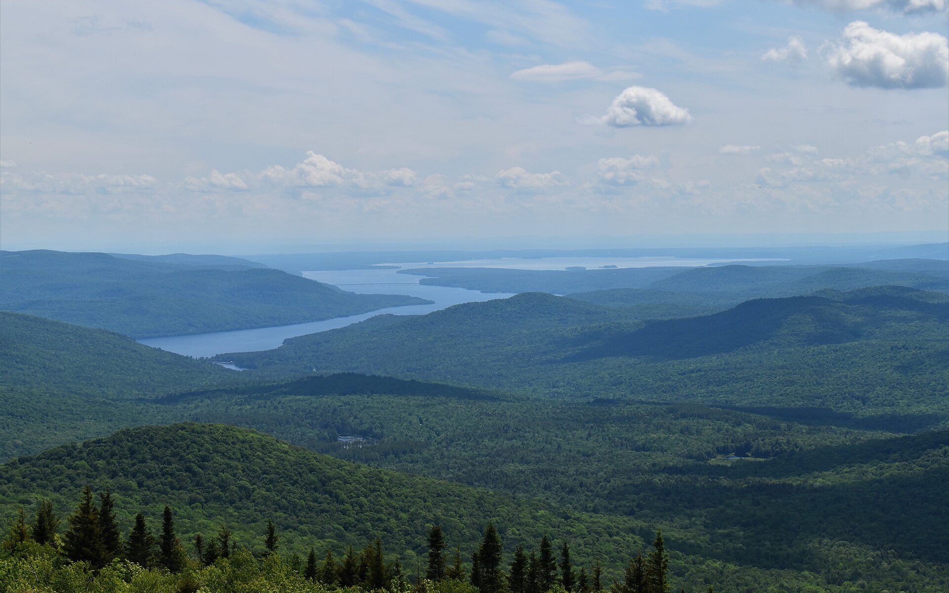 Aerial view over the Great Sacandaga Lake and the southern Adirondacks
